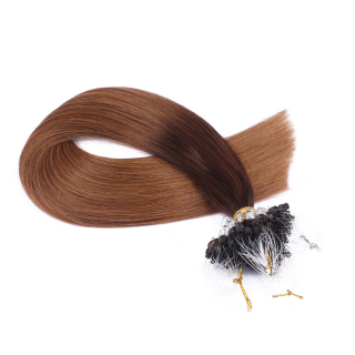 25 x Micro Ring / Loop - 2/8 Ombre - Hair Extensions 100% Echthaar - NOVON EXTENTIONS