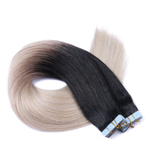 10 x Tape In - 1b/Grey Ombre - Hair Extensions - 2,5g - NOVON EXTENTIONS 50 cm