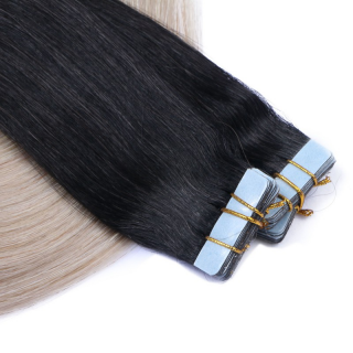 10 x Tape In - 1b/Grey Ombre - Hair Extensions - 2,5g - NOVON EXTENTIONS 60 cm
