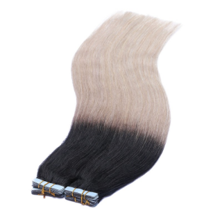10 x Tape In - 1b/Grey Ombre - Hair Extensions - 2,5g - NOVON EXTENTIONS 60 cm
