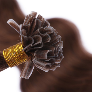 25 Keratin Bonding Hair Extensions - 4 Schokobraun - GEWELLT 100% Echthaar 1g Strhne - NOVON EXTENTIONS