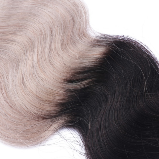 25 Keratin Bonding Hair Extensions - 1b/Grey Ombre - GEWELLT 100% Echthaar 1g Strhne - NOVON EXTENTIONS 60cm