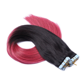 10 x Tape In - 1b/Burg Ombre - Hair Extensions - 2,5g - NOVON EXTENTIONS