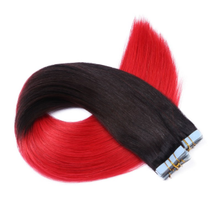 10 x Tape In - 1b/Red Ombre - Hair Extensions - 2,5g - NOVON EXTENTIONS