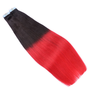 10 x Tape In - 1b/Red Ombre - Hair Extensions - 2,5g - NOVON EXTENTIONS 40 cm