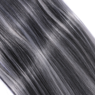 #1B/Grey Gestrhnt - Clip In Extensions / 8 Tressen / Haarverlngerung XXL Komplettset 60 cm - Glatt