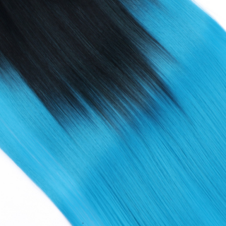 #1B/Turqoise Ombre - Clip-In Hair Extensions / 8 Tressen / Haarverlngerung XXL Komplettset 60 cm - Gewellt