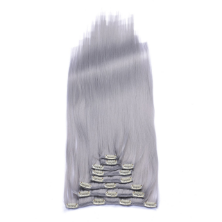 #Grey/Grau - Clip-In Hair Extensions / 8 Tressen / Haarverlngerung XXL Komplettset 50 cm - Glatt