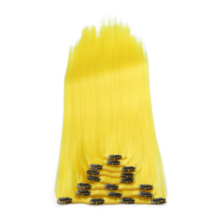 #Yellow - Clip-In Hair Extensions / 8 Tressen / Haarverlngerung XXL Komplettset 60 cm - Gewellt
