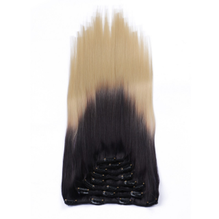 #1B/24 Ombre - Clip-In Hair Extensions / 8 Tressen / Haarverlngerung XXL Komplettset 50 cm - Glatt