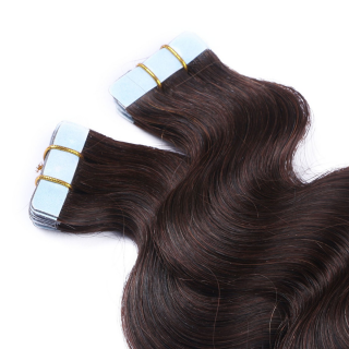 10 x Tape In - 2 - Dunkelbraun - GEWELLT Hair Extensions - 2,5g - NOVON EXTENTIONS