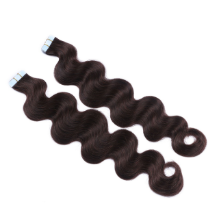 10 x Tape In - 2 - Dunkelbraun - GEWELLT Hair Extensions - 2,5g - NOVON EXTENTIONS 50 cm