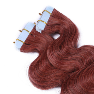 10 x Tape In - 14 - Rot - GEWELLT Hair Extensions - 2,5g - NOVON EXTENTIONS 50 cm