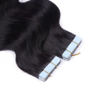 10 x Tape In - 1b/Burg Ombre - GEWELLT Hair Extensions - 2,5g - NOVON EXTENTIONS 50 cm