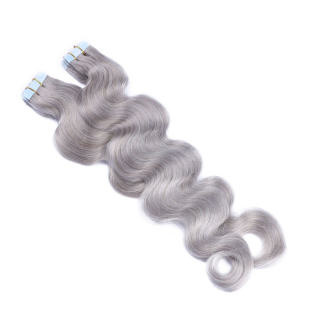 10 x Tape In - Silver - GEWELLT Hair Extensions - 2,5g - NOVON EXTENTIONS 50 cm