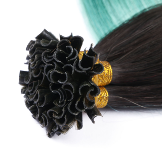 25 x Keratin Bonding Hair Extensions - 1b/Sky Ombre - 100% Echthaar - NOVON EXTENTIONS 40 cm - 0,5 g