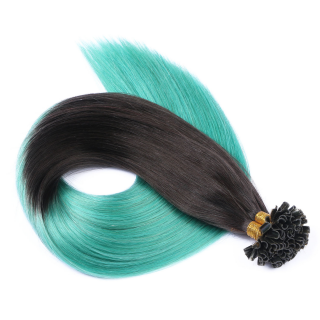25 x Keratin Bonding Hair Extensions - 1b/Sky Ombre - 100% Echthaar - NOVON EXTENTIONS 60 cm - 0,5 g