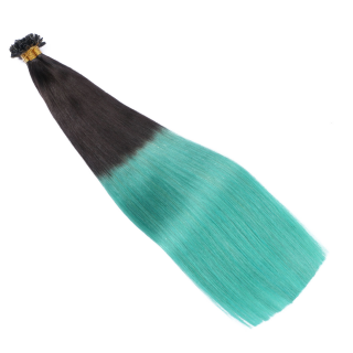 25 x Keratin Bonding Hair Extensions - 1b/Sky Ombre - 100% Echthaar - NOVON EXTENTIONS 60 cm - 0,5 g