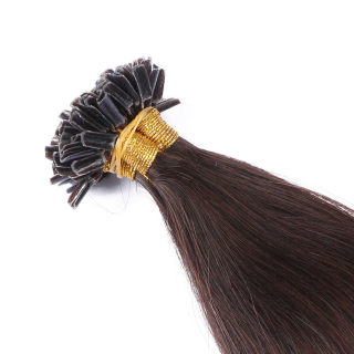25 x Keratin Bonding Hair Extensions - 2 Dunkelbraun - 100% Echthaar - NOVON EXTENTIONS 40 cm - 1 g