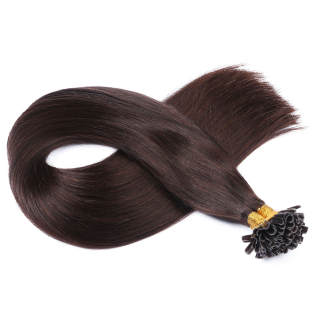 25 x Keratin Bonding Hair Extensions - 2 Dunkelbraun - 100% Echthaar - NOVON EXTENTIONS 40 cm - 0,5 g
