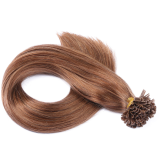 25 x Keratin Bonding Hair Extensions - 8 Goldbraun - 100% Echthaar - NOVON EXTENTIONS 40 cm - 1 g