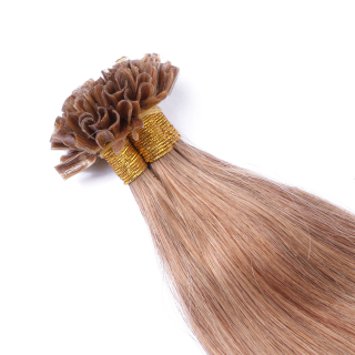 25 x Keratin Bonding Hair Extensions - 12 Hellbraun - 100% Echthaar - NOVON EXTENTIONS 40 cm - 0,5 g