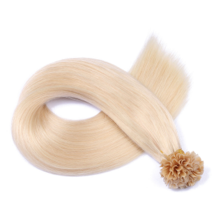 25 x Keratin Bonding Hair Extensions - 60 Weissblond - 100% Echthaar - NOVON EXTENTIONS 50 cm - 0,5 g