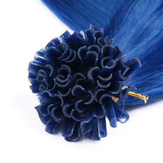 25 x Keratin Bonding Hair Extensions - Blue - 100% Echthaar - NOVON EXTENTIONS 50 cm - 1 g