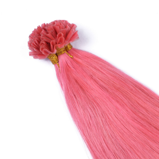 25 x Keratin Bonding Hair Extensions - Pink - 100% Echthaar - NOVON EXTENTIONS 60 cm - 0,5 g