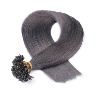 25 x Keratin Bonding Hair Extensions - Darkgrey - 100% Echthaar - NOVON EXTENTIONS 40 cm - 0,5 g