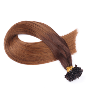 25 x Keratin Bonding Hair Extensions - 2/8 Ombre - 100% Echthaar - NOVON EXTENTIONS 40 cm - 1 g