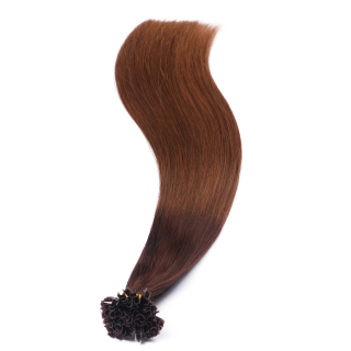 25 x Keratin Bonding Hair Extensions - 2/8 Ombre - 100% Echthaar - NOVON EXTENTIONS 40 cm - 1 g
