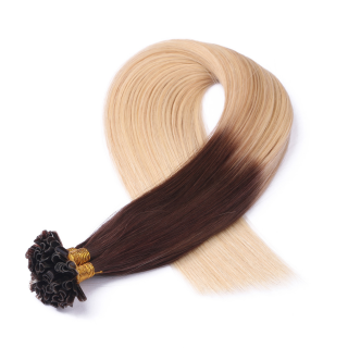 25 x Keratin Bonding Hair Extensions - 2/60 Ombre - 100% Echthaar - NOVON EXTENTIONS 50 cm - 1 g