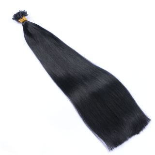 25 x Keratin Bonding Hair Extensions - 1 Schwarz 100% Echthaar - NOVON EXTENTIONS 40 cm - 0,5 g