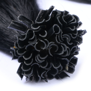 25 x Keratin Bonding Hair Extensions - 1 Schwarz 100% Echthaar - NOVON EXTENTIONS 40 cm - 0,5 g