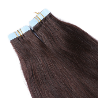 10 x Tape In - 2 Dunkelbraun - Hair Extensions - 2,5g - NOVON EXTENTIONS 40 cm