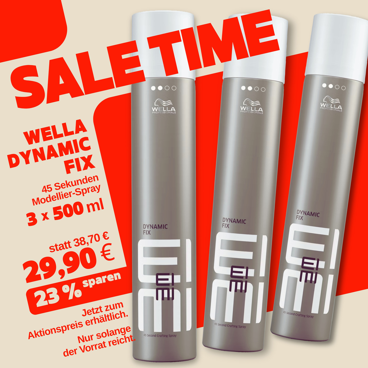 Wella Professionals EIMI Dynamic Fix 45 Sekunden Modellier-Spray im 3er-Set mit 500 ml – Sonderangebot zum Aktionspreis.