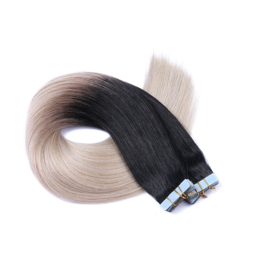 10 x Tape In - 1b / Grey Ombre - Hair Extensions - 2,5 g...