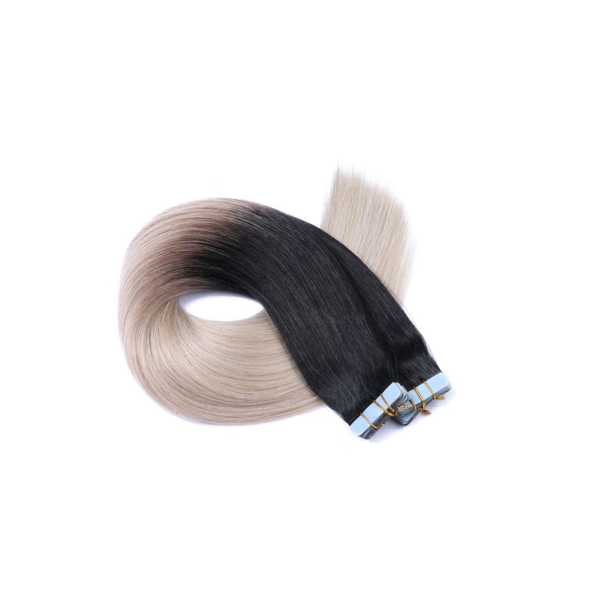 10 x Tape In - 1b/Grey Ombre - Hair Extensions - 2,5g -...