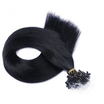 25 x Micro Ring / Loop - 1 Schwarz - Hair Extensions 100% Echthaar - NOVON EXTENTIONS