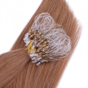 25 x Micro Ring / Loop - 10 Leichtbraun - Hair Extensions 100% Echthaar - NOVON EXTENTIONS