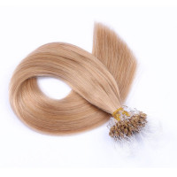 25 x Micro Ring / Loop - 20 Aschblond - Hair Extensions 100% Echthaar - NOVON EXTENTIONS