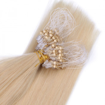 25 x Micro Ring / Loop - 613 Helllichtblond - Hair Extensions 100% Echthaar - NOVON EXTENTIONS
