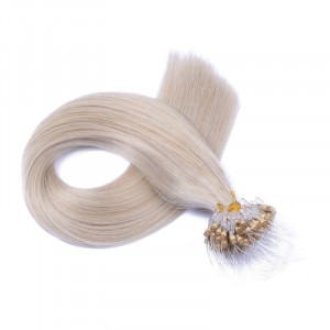25 x Micro Ring / Loop - Grey / Grau - Hair Extensions 100% Echthaar - NOVON EXTENTIONS