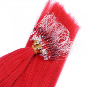 25 x Micro Ring / Loop - Red - Hair Extensions 100% Echthaar - NOVON EXTENTIONS