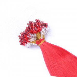25 x Micro Ring / Loop - Red - Hair Extensions 100% Echthaar - NOVON EXTENTIONS