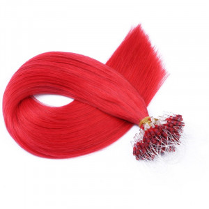 25 x Micro Ring / Loop - Red - Hair Extensions 100% Echthaar - NOVON EXTENTIONS