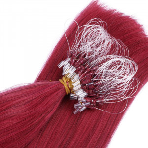 25 x Micro Ring / Loop - Burg - Hair Extensions 100% Echthaar - NOVON EXTENTIONS