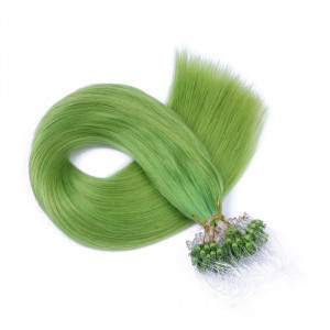25 x Micro Ring / Loop - Grün - Hair Extensions 100% Echthaar - NOVON EXTENTIONS