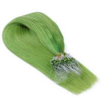 25 x Micro Ring / Loop - Grün - Hair Extensions 100% Echthaar - NOVON EXTENTIONS